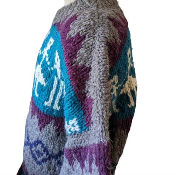 VTG Indigenous Sweater Nordic Print 100% Wool Pullover Sz XL  made in Ecuador - Picture 4 of 10
